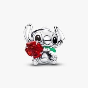 Authentic Disney Stitch Rose Murano Glass Charm